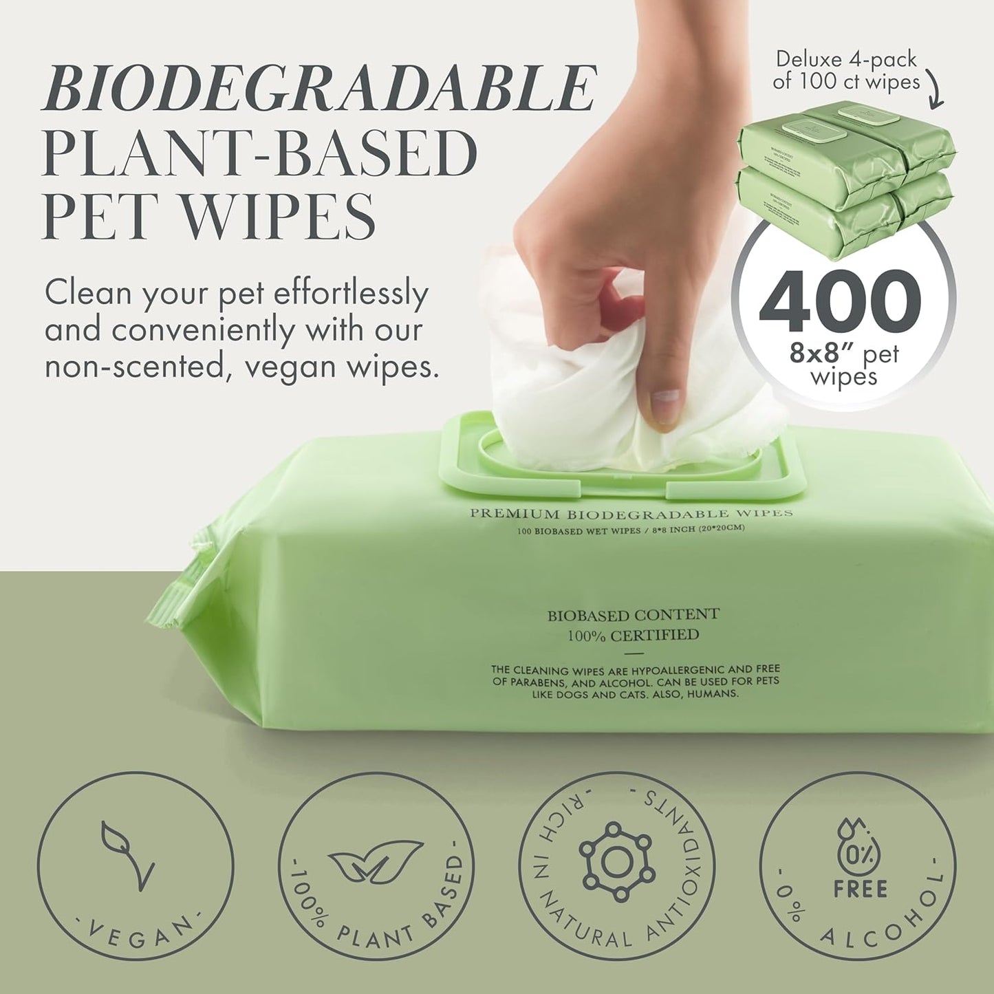 Premium Dog Wipes - Alcohol-Free