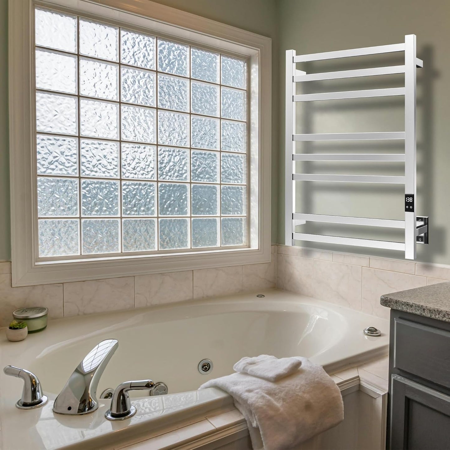 8-Bar Heated Towel Rack - Slim Design