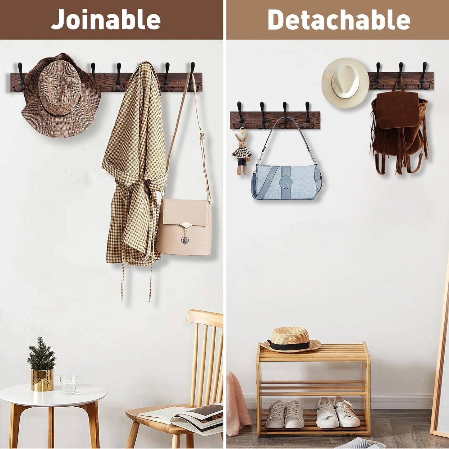 32.2'' Large Coat Rack Wall Mount Coat Hooks