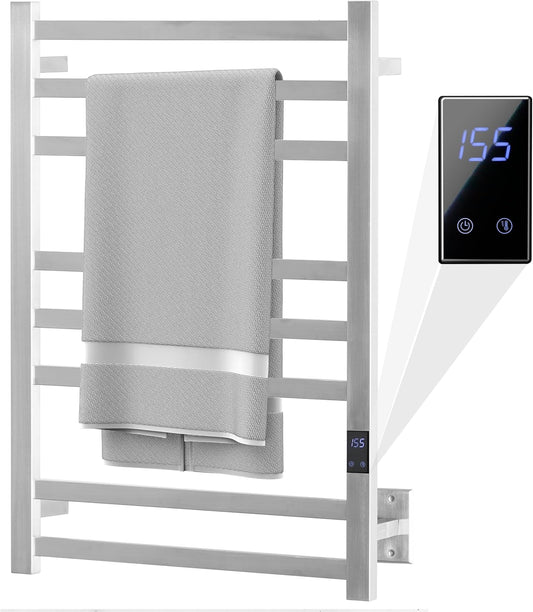 8-Bar Heated Towel Rack - Slim Design